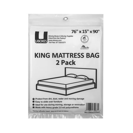 - Uboxes King Mattress Poly Covers, 76 x 15 x 90 in, 2 Pack