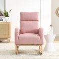 thumbnail image 6 of Nursery Rocking Chair Rocking Glider Chair with High Backrest, Solid Wood Legs and Side Pockets Modern Fabric Upholstered Accent Rocker Armchair for Nursery Living Room Bedroom, Pink, 6 of 7