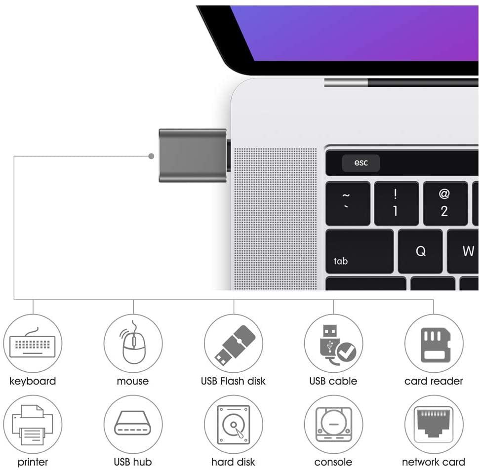 Huawei P20/P30 Adaptateur USB C Mâle vers USB A Femelle Câble OTG Type C USB-A pour MacBook Pro , Gritin Adaptateur USB C vers USB 3.0 OTG Galaxy S8/S9/S10 Lot de 2 etc. ChromeBook Pixel 