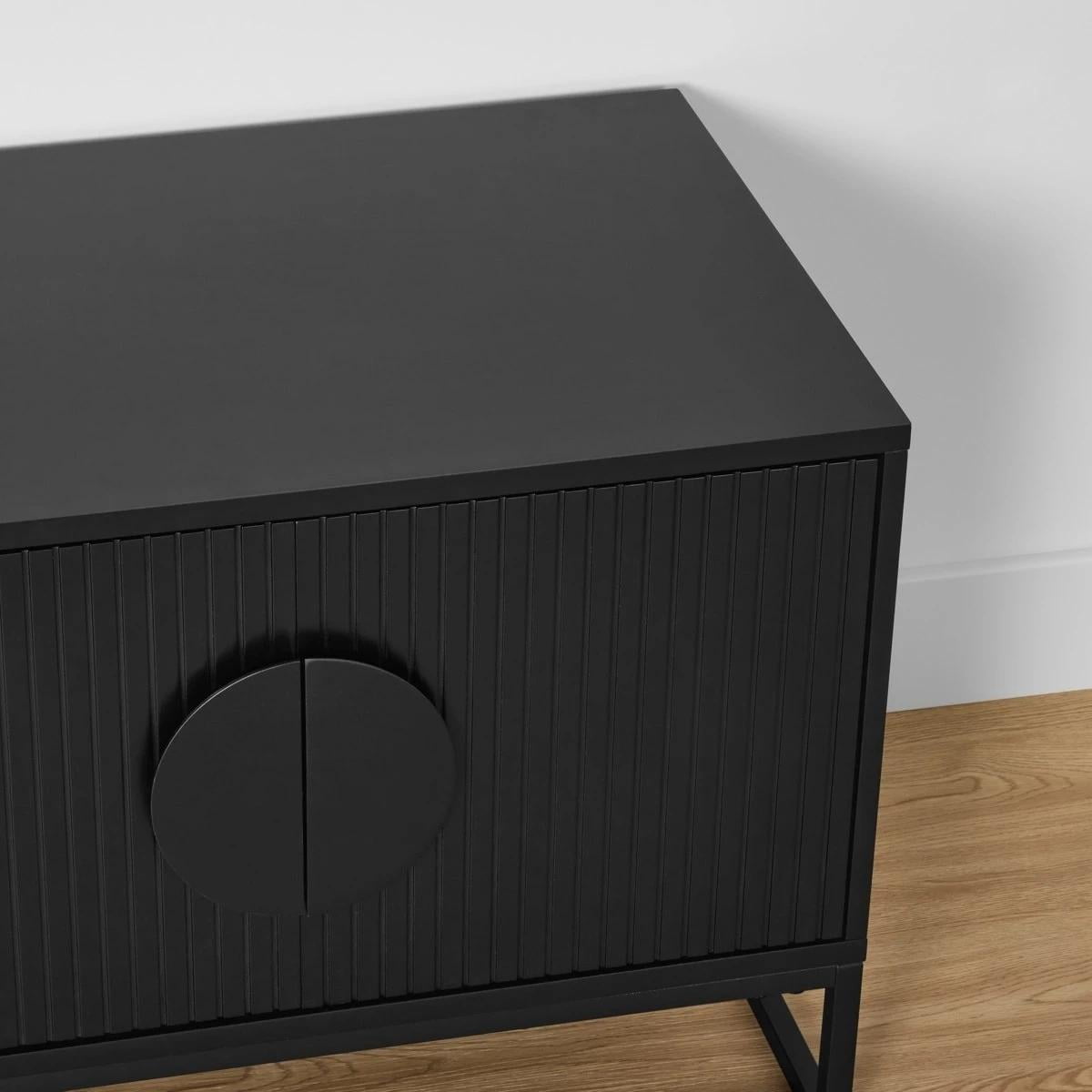 Anko Modern Ribbed Entmt Unit - Black
