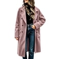 thumbnail image 2 of IUYRTFE Women's Long Overcoat Lapel Collar Button Down Knee Length Coat with Pockets Lined, 2 of 9