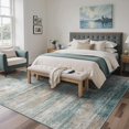 thumbnail image 4 of Area Rugs 6x9 for Living Room Bedroom, Modern Abstract Machine Washable Rug, Large Soft Low Pile Floor Carpet with Non Slip Backing for Dining Room, Teal/Grey, 4 of 18