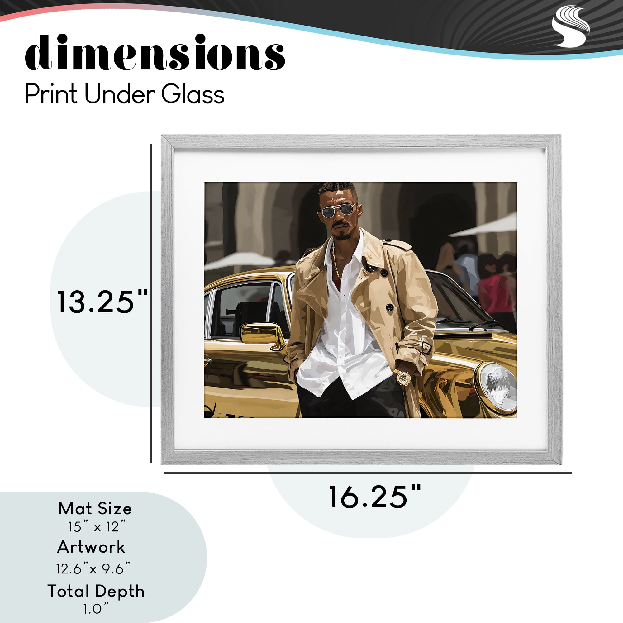 Stupell Industries Classy Gilded Sportscar & Driver Gray Framed Print Under Glass, design by Franklyn Gregory