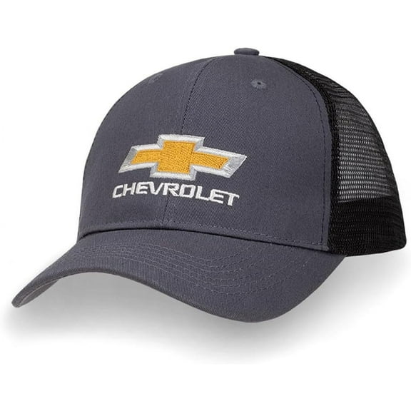 Chevrolet Snapback Hat - Mesh Back Chevy Cap - Charcoal Gray