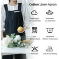 thumbnail image 3 of Cotton Linen Apron for Women with Pockets, Cross Back Split Pinafore No Tie for Kitchen Garden Cooking (7 Colors), 3 of 7