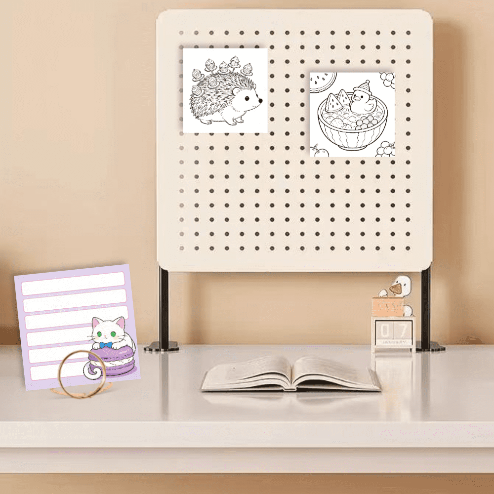 Fun Original Design Sticky Notes (100 Pcs) - Double-Sided Coloring & Writing, 100 Unique Patterns
