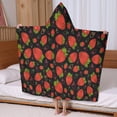thumbnail image 5 of Red Strawberry Plants Fruit Pattern Black Pattern Hooded Bath Towel，60"x35" for Ages 3 To 12 Kids, Quick Dry Lightweight Soft Microfiber Hood Beach Towel Cover Up for Kids, 5 of 7