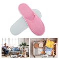 thumbnail image 4 of Unique Bargains 1 Pair Disposable Slippers Foldable Linen Closed Toe Slippers Hotel Slippers for Family Pink, 4 of 5