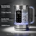 thumbnail image 2 of OVENTE Digital Glass Electric Tea Kettle 1.7L with Color-Changing LED Lights Temperature Control, Double-Wall Cool Touch, 4 Presets, Keep Warm, Tea Infuser & Boil-Dry Protection, Silver KGD913S, 2 of 10