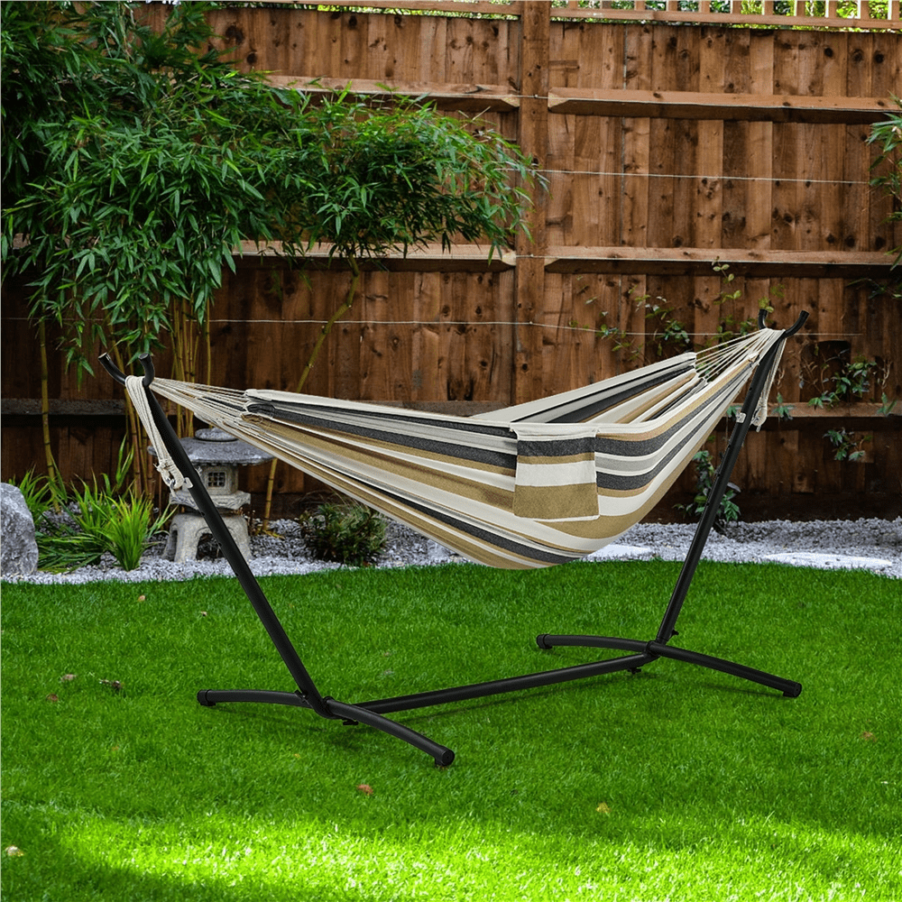 Yaheetech 2-people Hammock & Stand Set with Storage Bag, Desert Stripe
