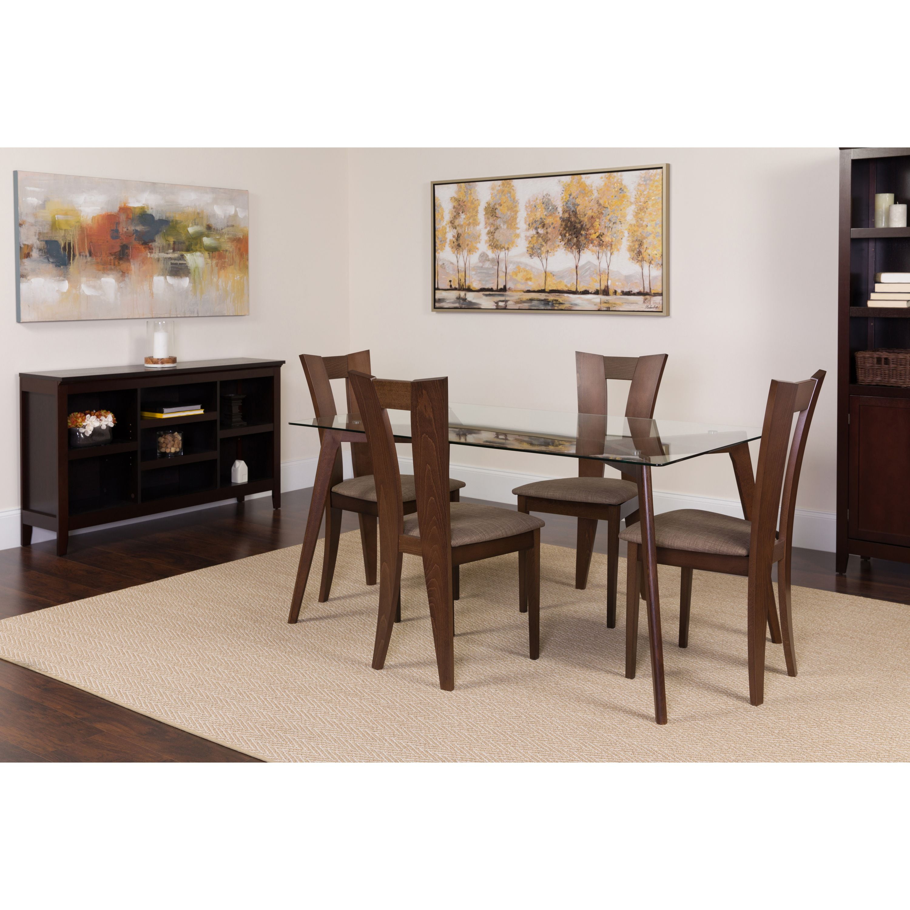 Flash Furniture Huntington 5 Piece Espresso Wood Dining Table Set with