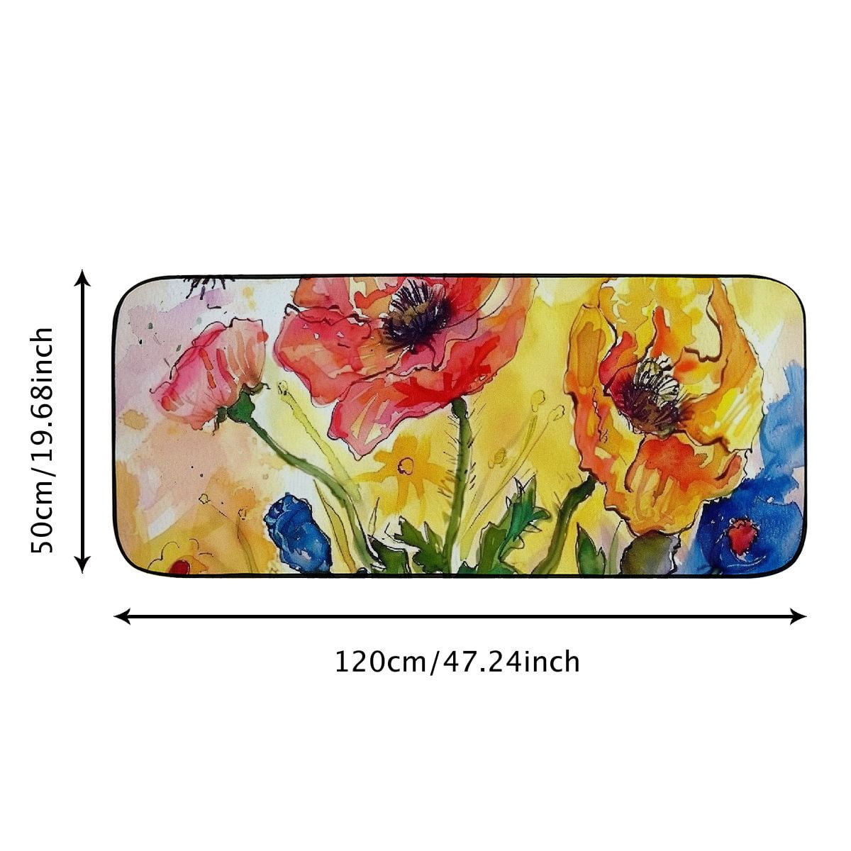 PHYHOO Bugs &amp; Poppies Doormat Decorative Door Mat, Door Mat with Non-Slip Rubber Backing, Easy Cleaning, Traps Dirt, for Entry, Patio, Garage 19.68*47.24 in