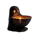 thumbnail image 2 of Hand Woven Black Rattan Ghost Candy Bowl, 2-in-1 Halloween Basket with Hollow Eye Candle Holder, PVC Material Storage for Treats Snacks, Spooky Tabletop Decor for Home Party Entryway Seasonal Display, 2 of 7