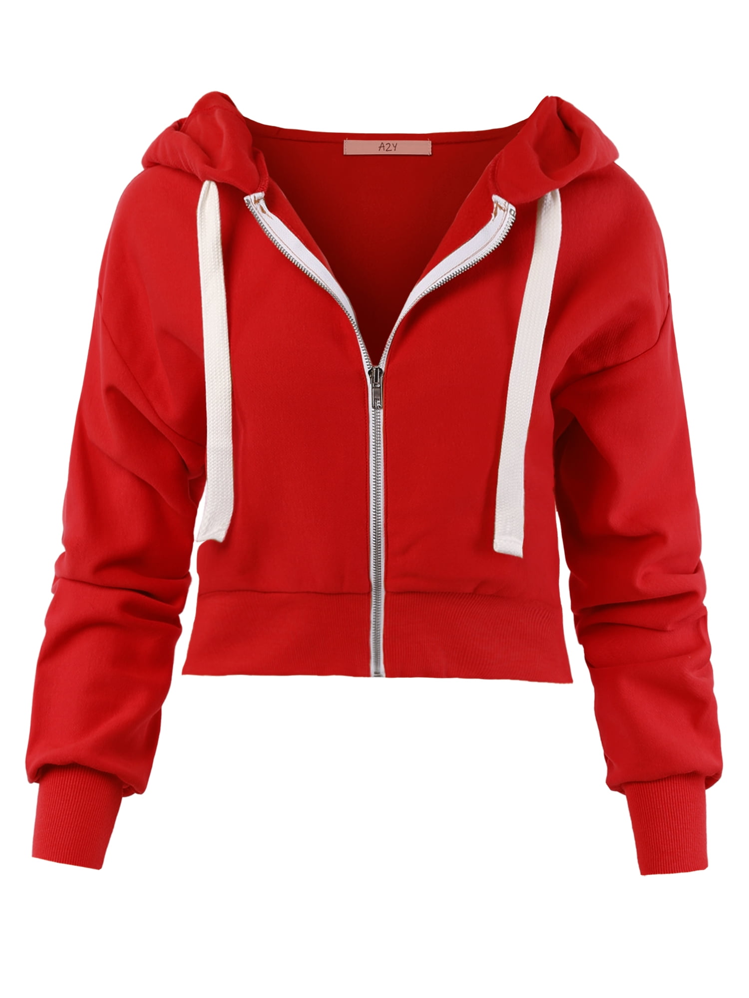 red womens zip up hoodie