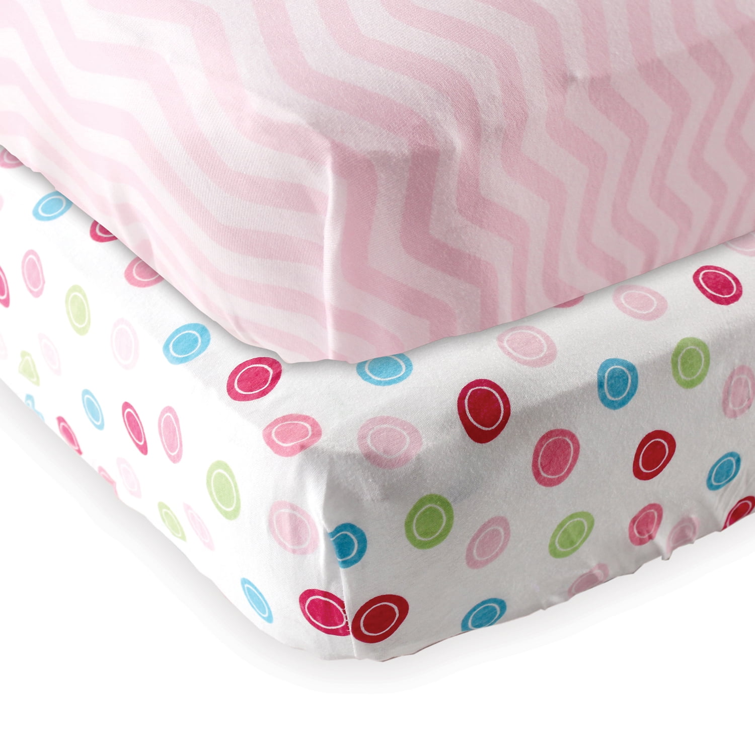 Luvable Friends Baby Girls' Fitted Crib Sheet, 2-Pack, Choose Your