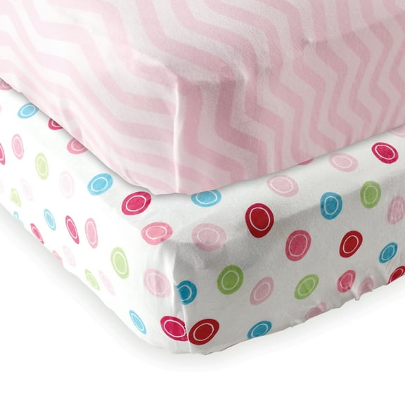 Luvable Friends Baby Girls' Fitted Crib Sheet, 2-Pack, Choose Your Color