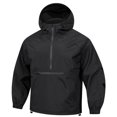 thumbnail image 4 of Sewkxo Rain Jacket Men Quarter Zip Pullover Waterproof Lightweight Windbreaker Hooded Raincoat for Outdoor Hiking Running,Black M, 4 of 4