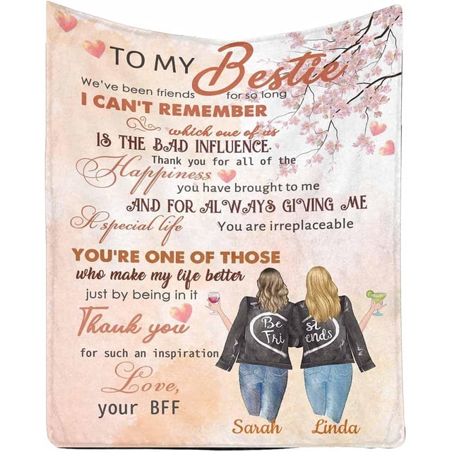 LHSHID Custom Blanket to my bestie Thank You for such an inspiration Cherry blossoms Throws Blanket Gift for best Friend Siter