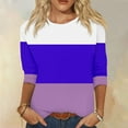 thumbnail image 2 of Timegard Womens Tops Crewneck 3/4 Sleeve Color Block Comfy Tee Shirts Fall Casual Loose Tops Blouse, 2 of 5