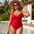 thumbnail image 6 of RELLECIGA Women's Plus Size Twist Front One Piece Swimsuit for Lady Ruched Tummy Control One Piece Bathing Suits for Women Red Size 3XL, 6 of 12