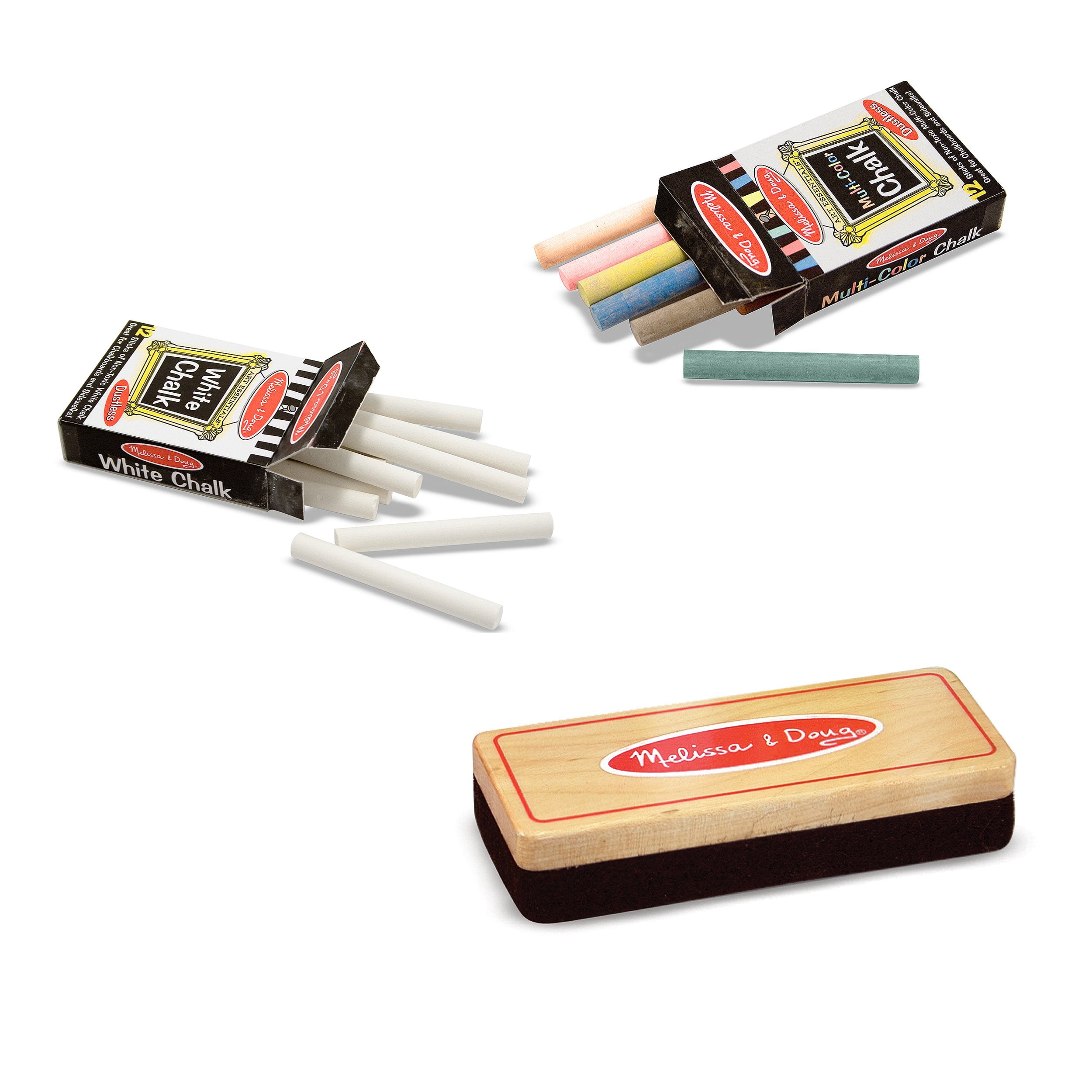 Melissa & Doug Eraser and Chalk Set With 24 Chalk Sticks and Wood