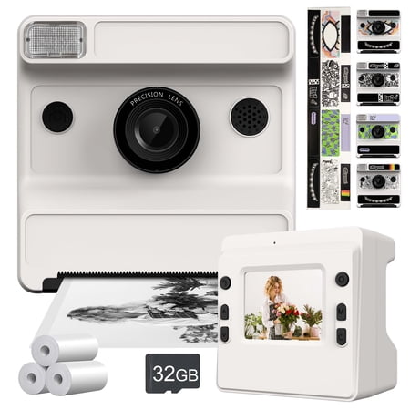 1080P Dual-Lens Selfie Camera with Instant Photo Printer, 2.4" LCD, Portable Mini Camera, Rechargeable Battery | Gift for Travel & Events