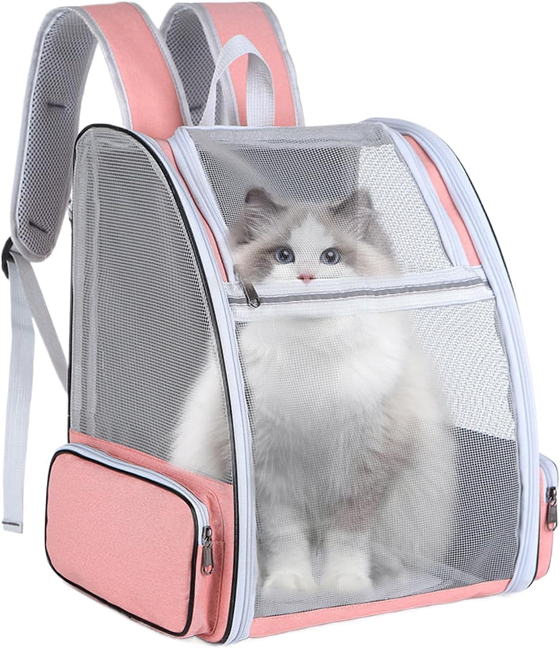 Anvet Pet Backpack Carrier for Small Cats Dogs Designed for Travel, Hiking & Outdoor Use (Light Gray)