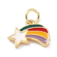 thumbnail image 2 of 10 pc Real 18K Gold Plated Brass Charms with Enamel and Jump Rings Long-Lasting Plated Meteor Colorful 9.5x12.5x1.5mm Jump Ring: 5x1mm, 2 of 4