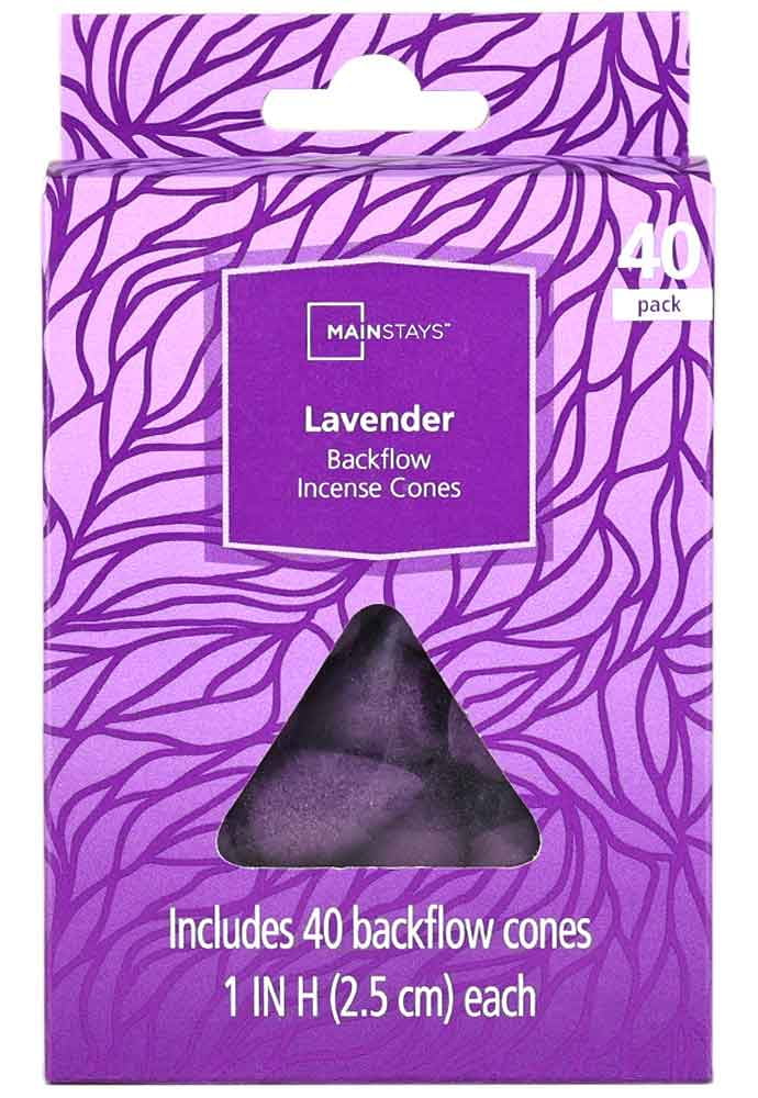 Mainstays Backflow Incense Cones, Lavender Fragrance (Purple), 40 Pack
