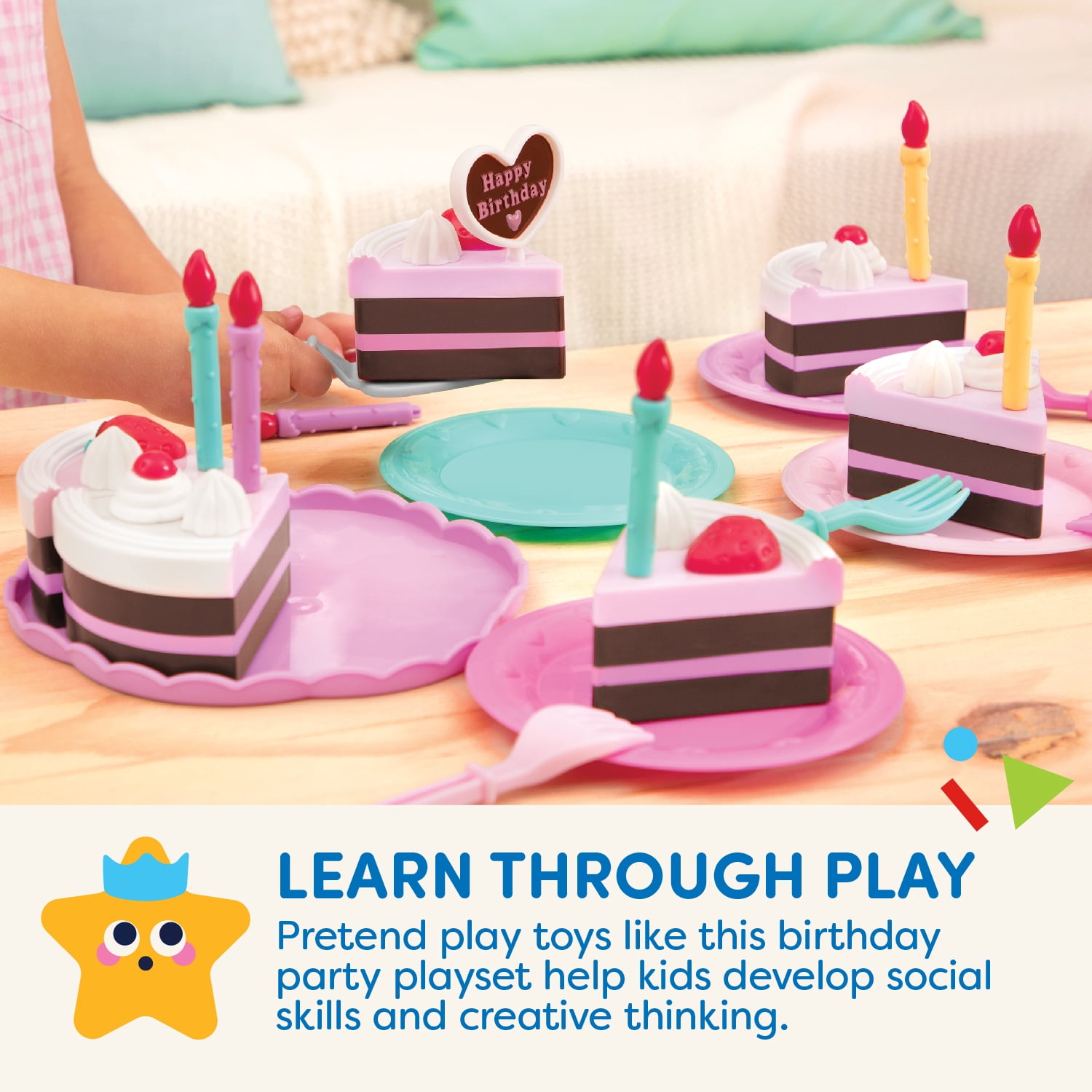 Battat Princess Birthday Party Pink Cake Playset with 24 Plastic Pieces, Toddler and Preschool Toys