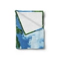 thumbnail image 2 of Ocean Soft Flannel Fleece Throw Blanket, Beach and Coconut Tree Mahe Island in Seychelles Tranquil Coastal Image Print, Cozy Plush for Indoor and Outdoor Use, 60" x 80", Green Blue Aqua, by Ambesonne, 2 of 5