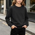 thumbnail image 4 of Vibrex Crewneck Sweatshirts Children's Solid Color Long Sleeved Casual Sports Hoodie Top Comfortable Pullover Sweatshirts Shirts Warm Hiking Pullover Oversized Warm Casual Sweatshirt 5-15 Years, 4 of 7