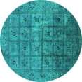 thumbnail image 1 of Ahgly Company Indoor Round Oriental Turquoise Blue Industrial Area Rugs, 6' Round, 1 of 4