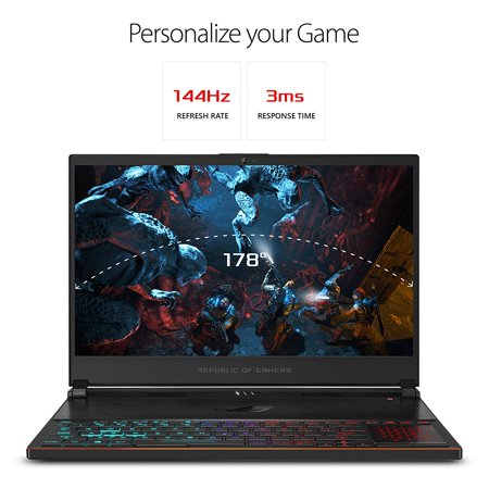 ASUS ROG Zephyrus S Ultra Slim Gaming PC Laptop, 15.6” 144Hz IPS-Type, Intel i7-8750H Processor, GeForce GTX 1070, 16GB DDR4, 512GB NVMe SSD, Military-grade Metal Chassis Notebook GX531GS-AH76