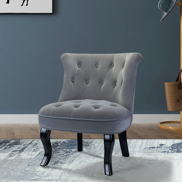 14 Karat Home Jane Upholstered Tufted Accent Chair in Grey