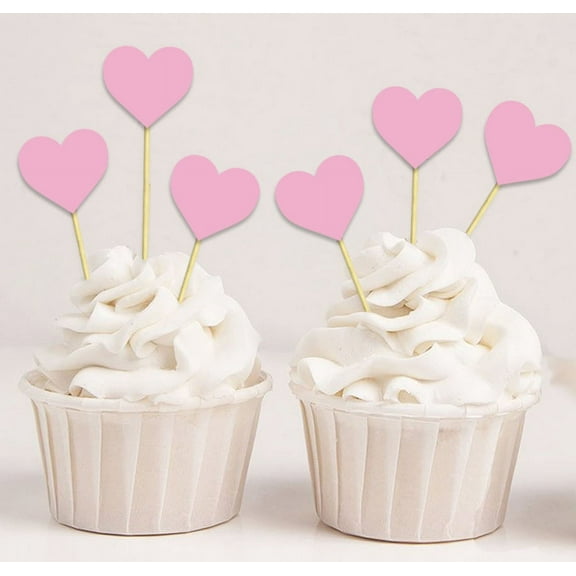 Darling Souvenir, Baby Shower Heart Shapes Cupcake Toppers, Birthday Wedding Party Dessert Decorations - Pack Of 20