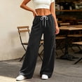 thumbnail image 4 of YHAJDS Women Straight Wide Leg Joggers Comfort Loose Fit Elastic Waist Solid Color Outdoor Casual Bottoms With Side Pockets, 4 of 8