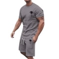 thumbnail image 1 of SHIXIAOO Ensemble de Sport d'Été pour Hommes, Manches Courtes, Col Rond, Imprimé Noix de Coco, 3 Boutons, 1 of 4