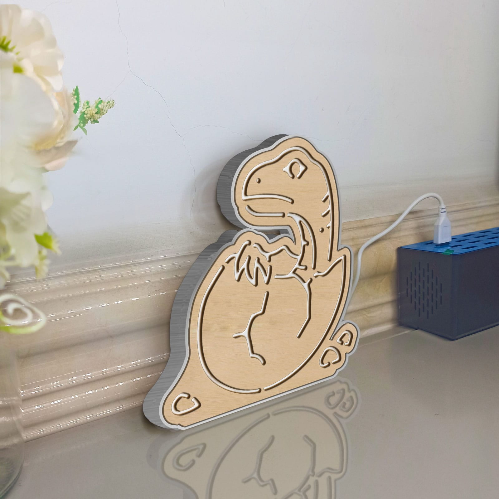 Dinosaur Led Light Box, Dimmable Neon-Like Light Signs USB Power for Wall Decor Bedroom Decoration, Static Light (WxH) 6"x6"