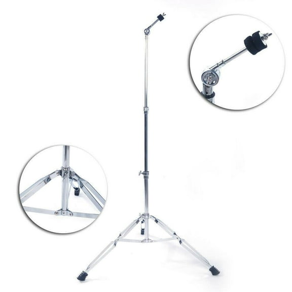 WSRFSD Adjustable Straight Cymbal Stand - Double Braced Drum Hardware, Chrome-Plated Steel Mount Holder for 14"-20" Cymbals