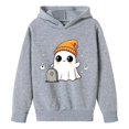 thumbnail image 4 of XAOFW Halloween Girls Hoodies Cute Ghost Printed Long Sleeved Hooded Sweatshirts Autumn Winter Cozy Graphic Pullover For Toddler Kids Comfortable Top 4-5 Years, 4 of 4