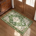 thumbnail image 5 of Wonnitar 3'x5' Boho Tribal Entryway Rug, Washable Area Rug for Kitchen Non Slip Stain Resistant, Low Pile Vintage Cottage Throw Rug for Bedroom Bathroom Laundry Room, Green, 5 of 8