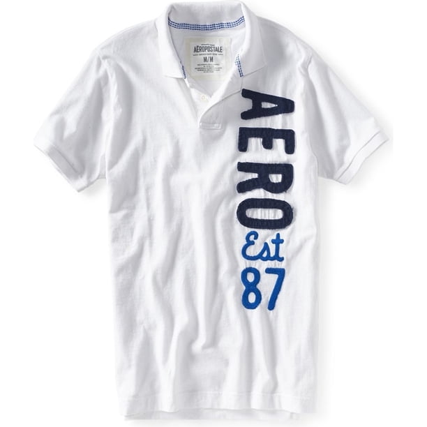 Polo de Rugby Aeropostale Aero Est 87 hombre blanco pequeño