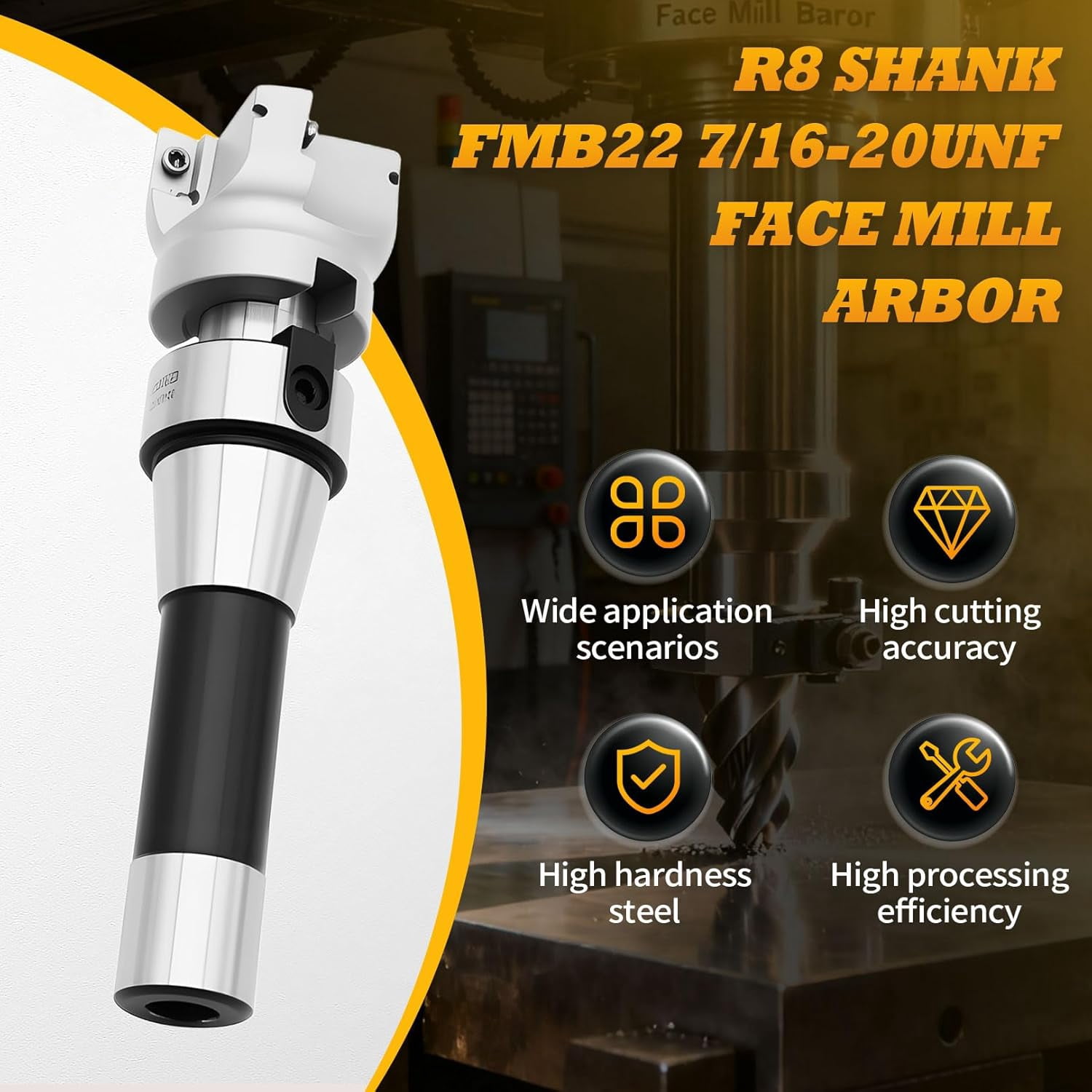 Aniceparthy R8 FMB22 7/16-20UNF Shank Face End Mill Arbor and 400R 50MM CNC End Milling Shell Cutter with 10Pcs APMT1604