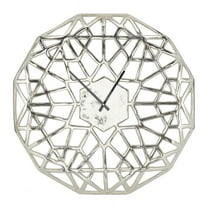 DecMode 24" Silver Aluminum Geometric Wall Clock with Cut Out Design
