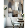 thumbnail image 4 of Grey Brown Abstract Sheer Curtains 72 Inch Length 2 Panels Set, Oil Painting Color Blocks Voile Window Treatment Rod Pocket Curtains Sheers Drapes for Bedroom/Living Room/Kitchen 52"x72"x2, 4 of 7