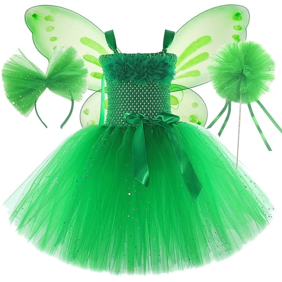 Enchanting Girls Fairy With Magical Wand And Floral Design For Whimsical Themed Birthday Party Celebration And Dress Up Play Toddler Baby Girls Shiny Butterfly Tutu Dress