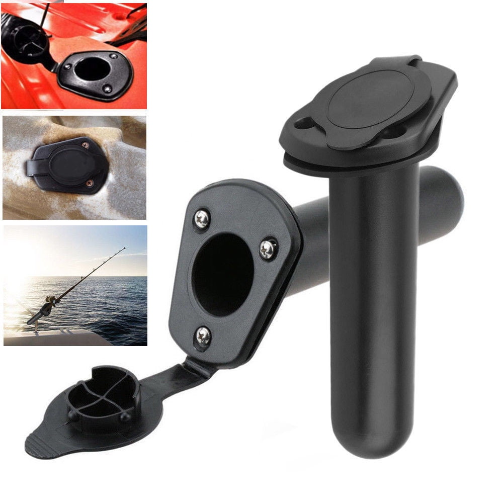 2Pcs New Plastic Flush Mount Fishing Boat Rod Holder Bracket & Cap