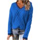 thumbnail image 1 of Suéter de manga larga con cuello en V de línea de color sólido de patchwork informal para mujer Blusa Fridja  hjk2131, 1 of 5