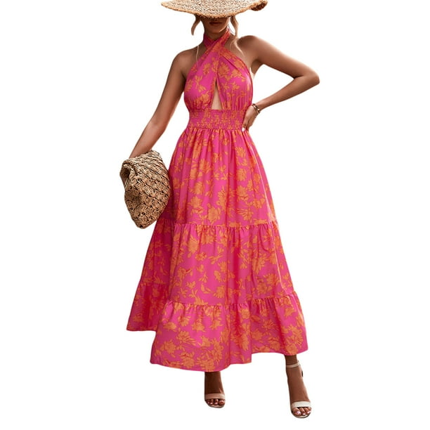 SAYOO Ropa de verano para mujeres, encaje floral / a cuadros para mujeres con espalda suelta SAYOO moda